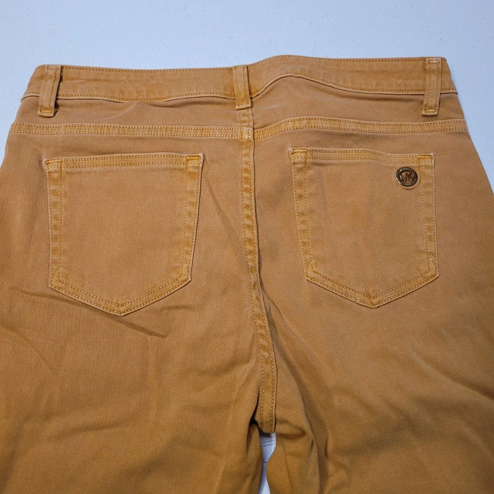 Michael Kors‎ Womens Mustard Yellow Skinny Jeans Size 10 Cotton Blend Stretch